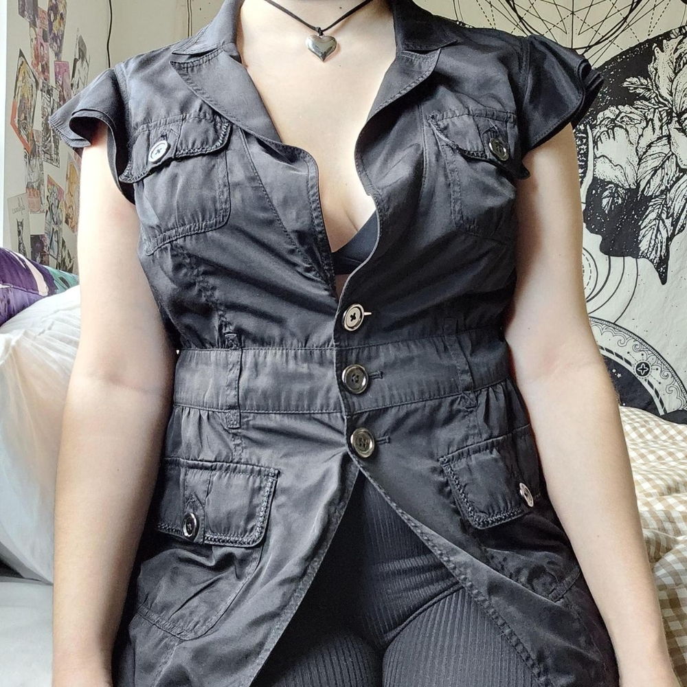 Black Button Up Vest by White House Black Market